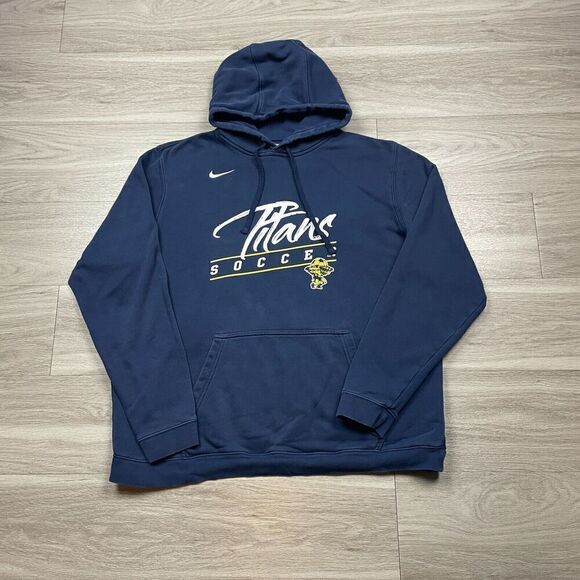 Nike Hoodie Mens Extra Large Blue Swoosh Sweatshirt Fleece Soccer - Picture 1 of 9